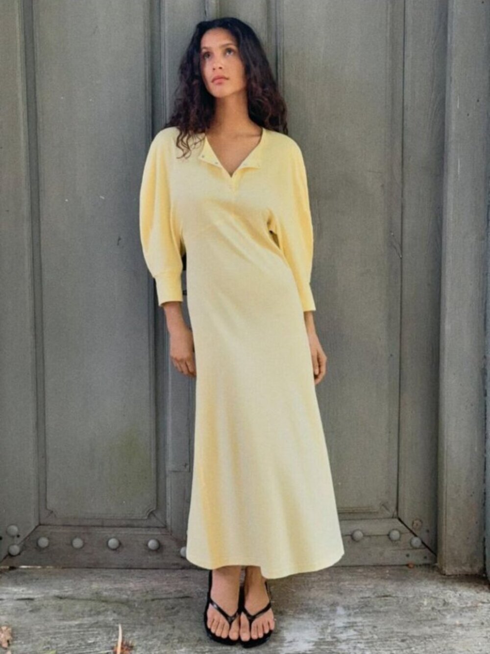 Zara Buttoned Midi Dress NWT Cotton Cute Summer Yellow Size Medium